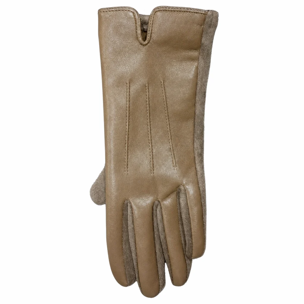 Tan gloves with stitched details